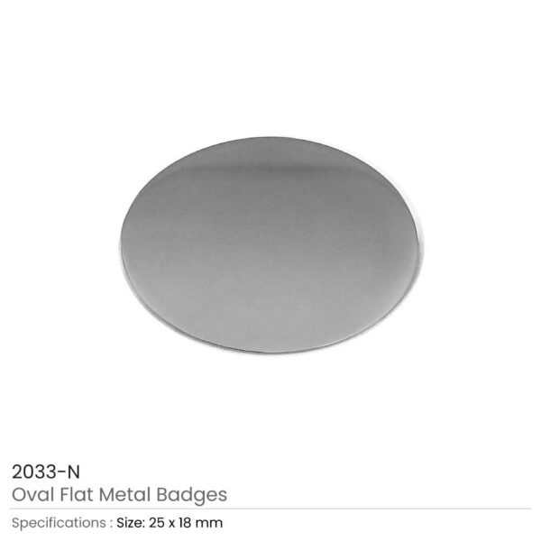 Silver Oval Flat Metal Badges