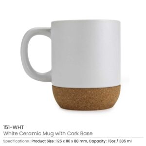 Ceramic Mugs with Lid and Cork Base 385 ml - Image 4