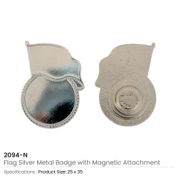 Flag Design Badges with Magnet Silver