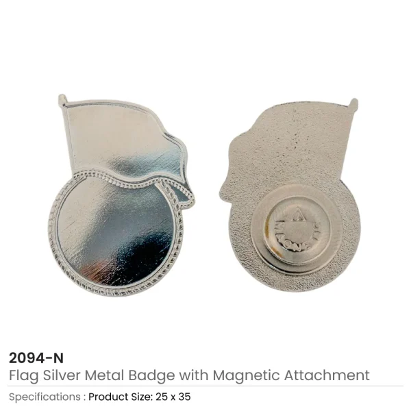Flag Design Badges with Magnet Silver