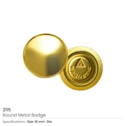 Gold Round Metal Badges with Magnet Details
