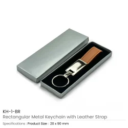 Metal Key Chains with Leather Strap