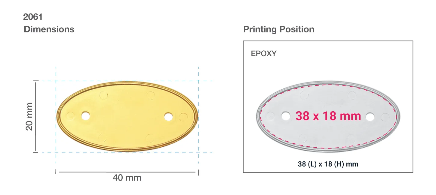 Oval Metal Badge Printing Area Details