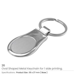 Oval Shaped Metal Keychain