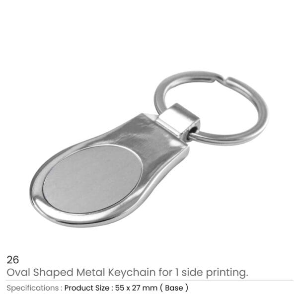 Oval Shaped Metal Keychain