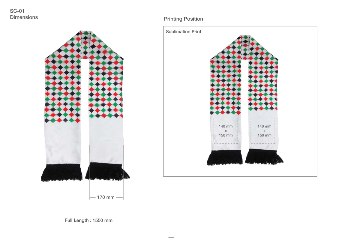 UAE Flag Scarf Printing Area Details