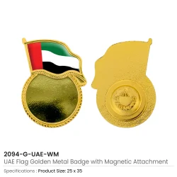 UAE Flag Design Badges with Magnet Gold