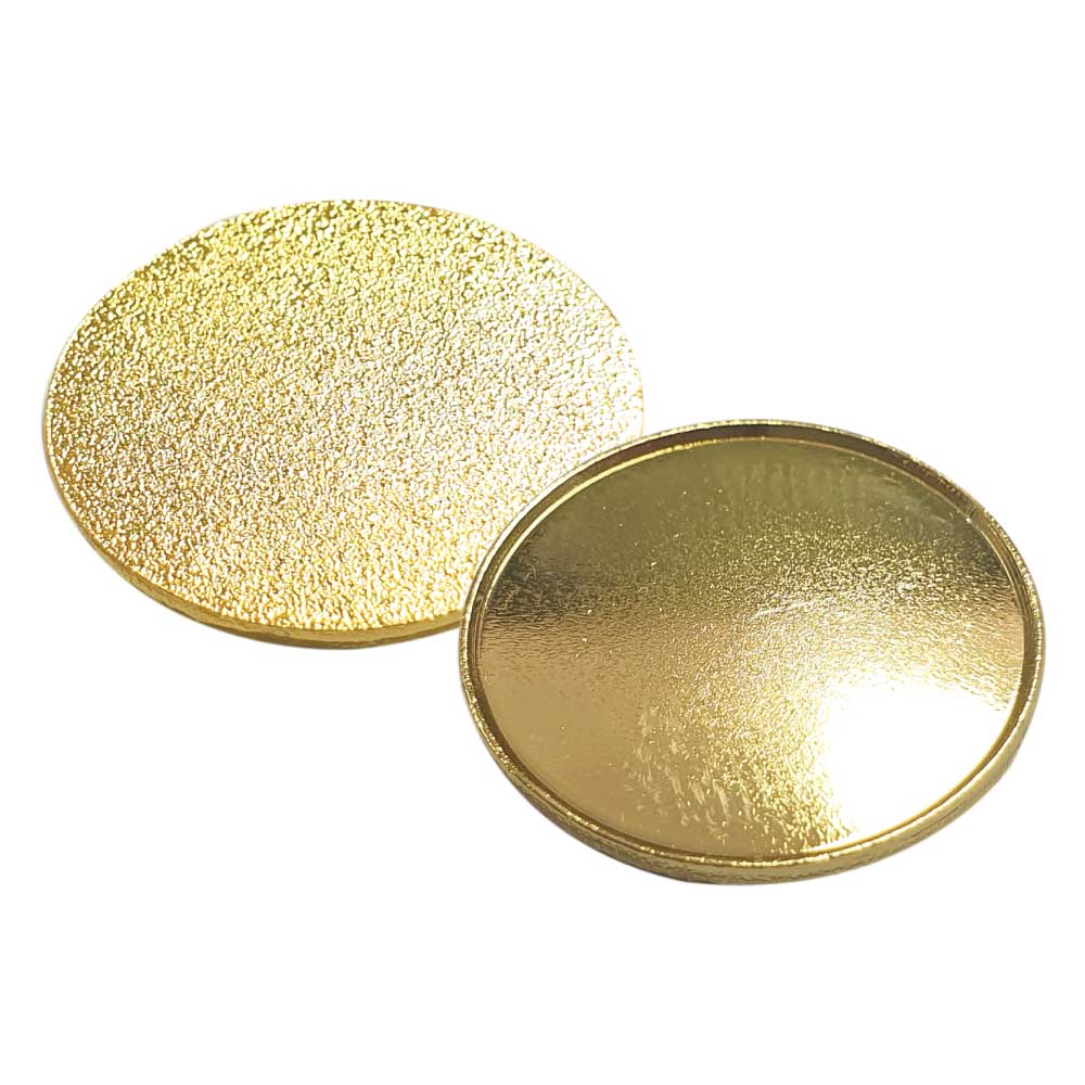 Branded Gold Round Metal Badges | Magic Trading Company -MTC