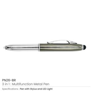 3 in 1 Metal Pens with Stylus and Light - Image 4