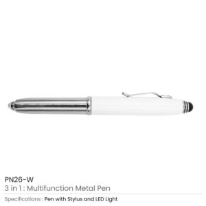 3 in 1 Metal Pens with Stylus and Light - Image 3