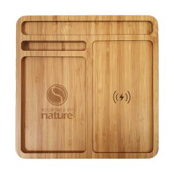 Bamboo 15W Wireless Desk Fast Charging Pad & Organizer - Image 2