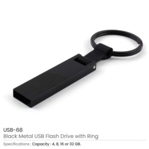 Black Metal USB with Key Holder - Image 3