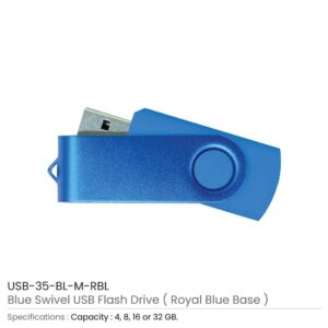 Matt Blue Swivel USB Flash Drives - Image 6