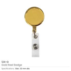 Promotional Round Reel Badge Metal golden color