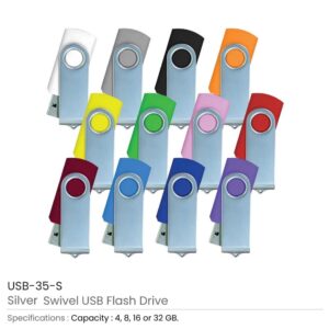 Silver Swivel USB Flash Drives - Image 3