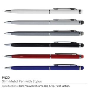 Slim Metal Pens with Stylus - Image 3