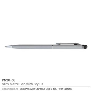 Slim Metal Pens with Stylus - Image 5