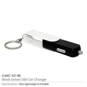 Swivel USB Car Charger with Key Ring attachment - Image 4