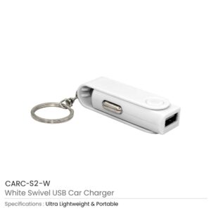 Swivel USB Car Charger with Key Ring attachment - Image 5