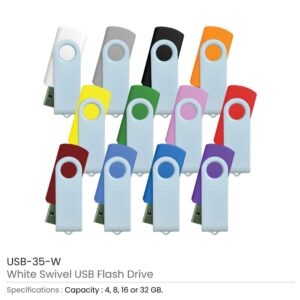 White Swivel USB Flash Drives - Image 3