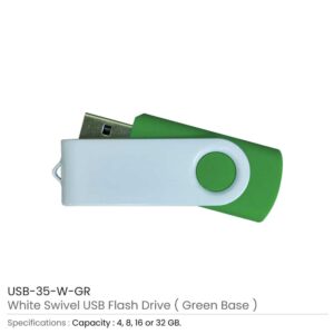 White Swivel USB Flash Drives - Image 14