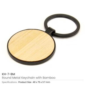 Metal Keychain with Bamboo - Image 3