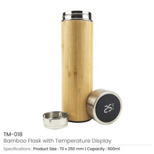 Bamboo Flask with Temperature Display - Image 3