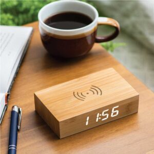 Bamboo Clock with 5W Wireless Charging Function - Image 5