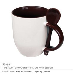 Two-Tone Ceramic Mugs with Spoon 11 oz - Image 7