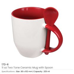 Two-Tone Ceramic Mugs with Spoon 11 oz - Image 10