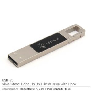 Light-Up Logo USB with Snap Hook 16GB - Image 3