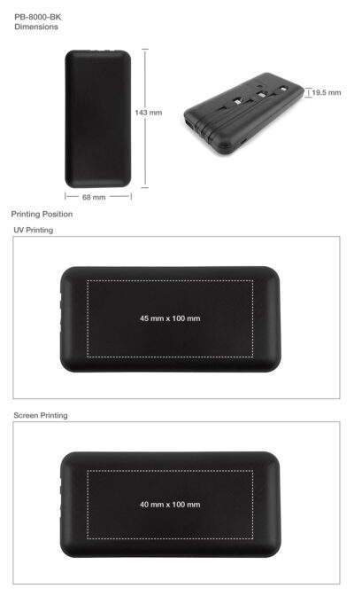 Powerbank With Inbuilt Cables In 8000 Mah 