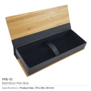 Bamboo Pen Box with Velvet Interior - Image 3