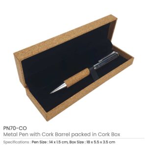 Metal Pen with Cork Barrel and Box - Image 3