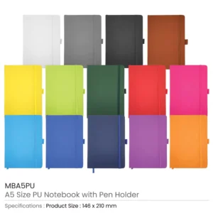 PU Notebooks with Pen Holder Details