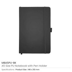 PU Notebooks with Pen Holder in A5 Size - Image 19