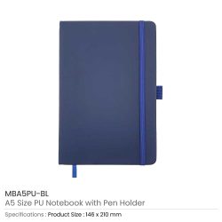 PU Notebooks with Pen Holder in A5 Size - Image 18