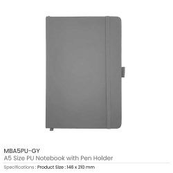 PU Notebooks with Pen Holder in A5 Size - Image 16