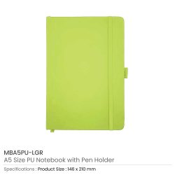 PU Notebooks with Pen Holder in A5 Size - Image 14