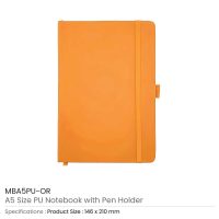PU Notebooks with Pen Holder in A5 Size - Image 13