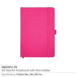PU Notebooks with Pen Holder in A5 Size - Image 12
