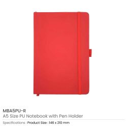 PU Notebooks with Pen Holder in A5 Size - Image 11