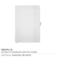 PU Notebooks with Pen Holder in A5 Size - Image 10