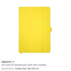 PU Notebooks with Pen Holder in A5 Size - Image 9