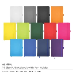 PU Notebooks with Pen Holder Details