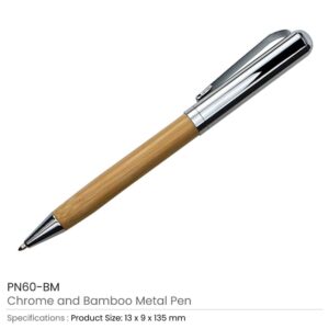 Chrome and Bamboo Metal Pens - Image 3