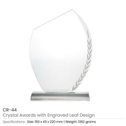 Crystal Awards with Engraved Leaf Design & Box - Image 3