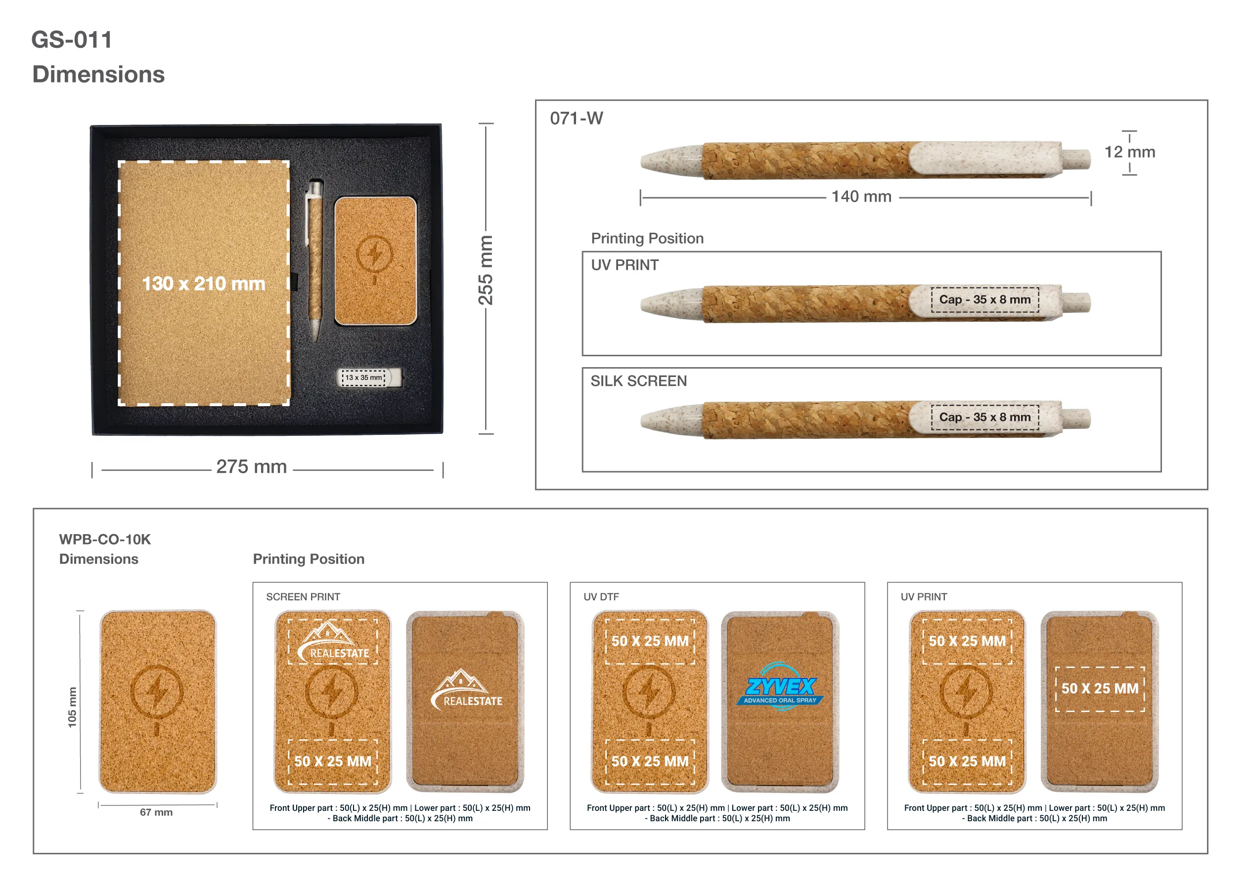 Eco-Friendly Gift Set GS-011 Printing Area Details