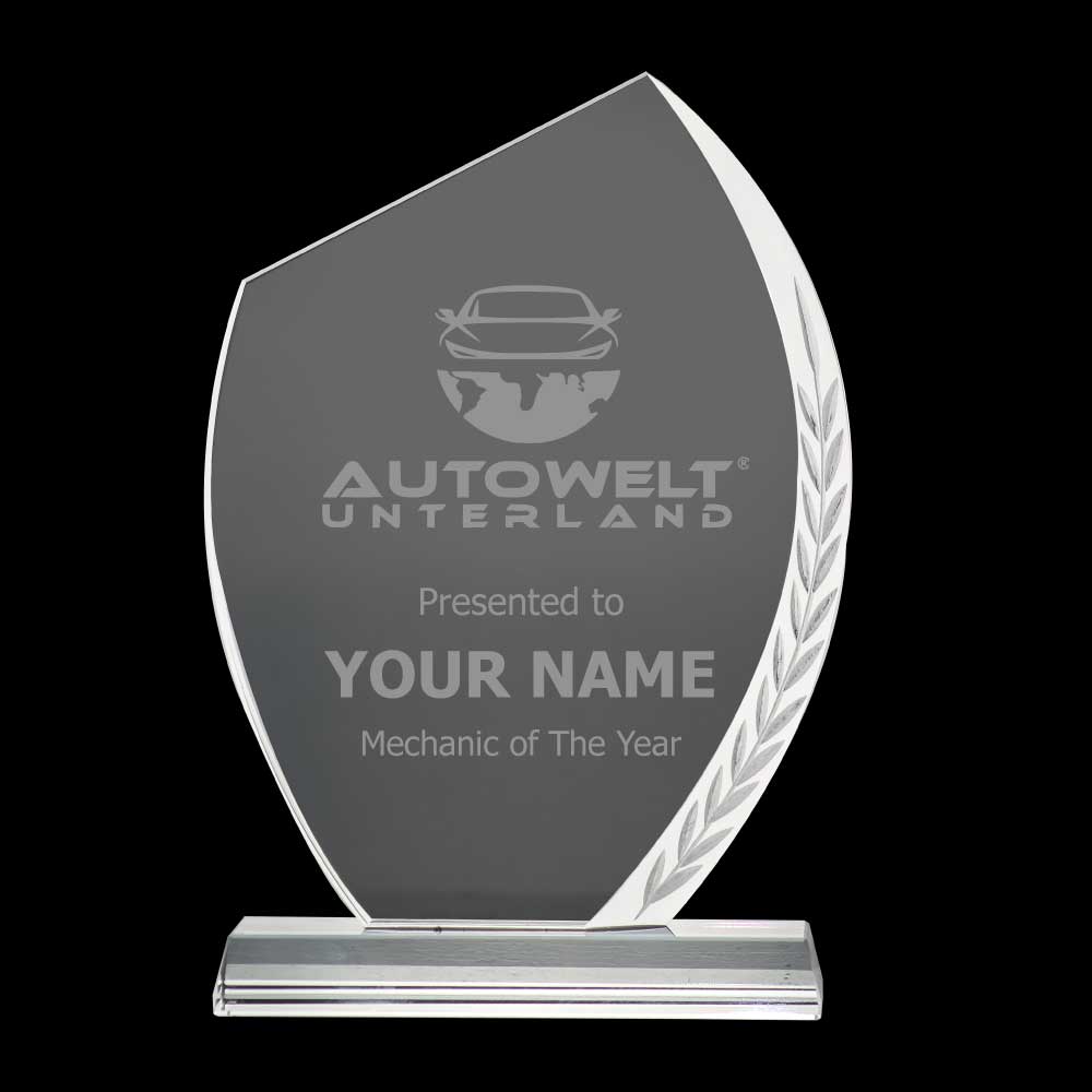 Engraved Leaf Crystal Awards | Magic Trading Company -MTC