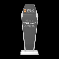 Hexagon Shaped Crystal Awards with Glass Base & Box - Image 2